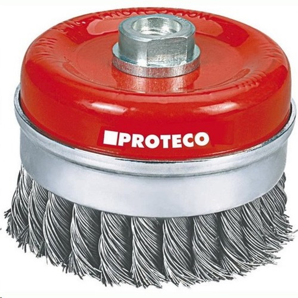 Proteco Kartáč hrnkový copánkový 100 mm, Fe 0,8 mm, závit M14x2, 10.233-100-F