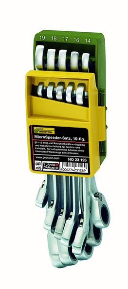Proxxon Sada ráčnových očkoplochých klíčů MicroSpeed s přepínáním - 10 ks, 23126