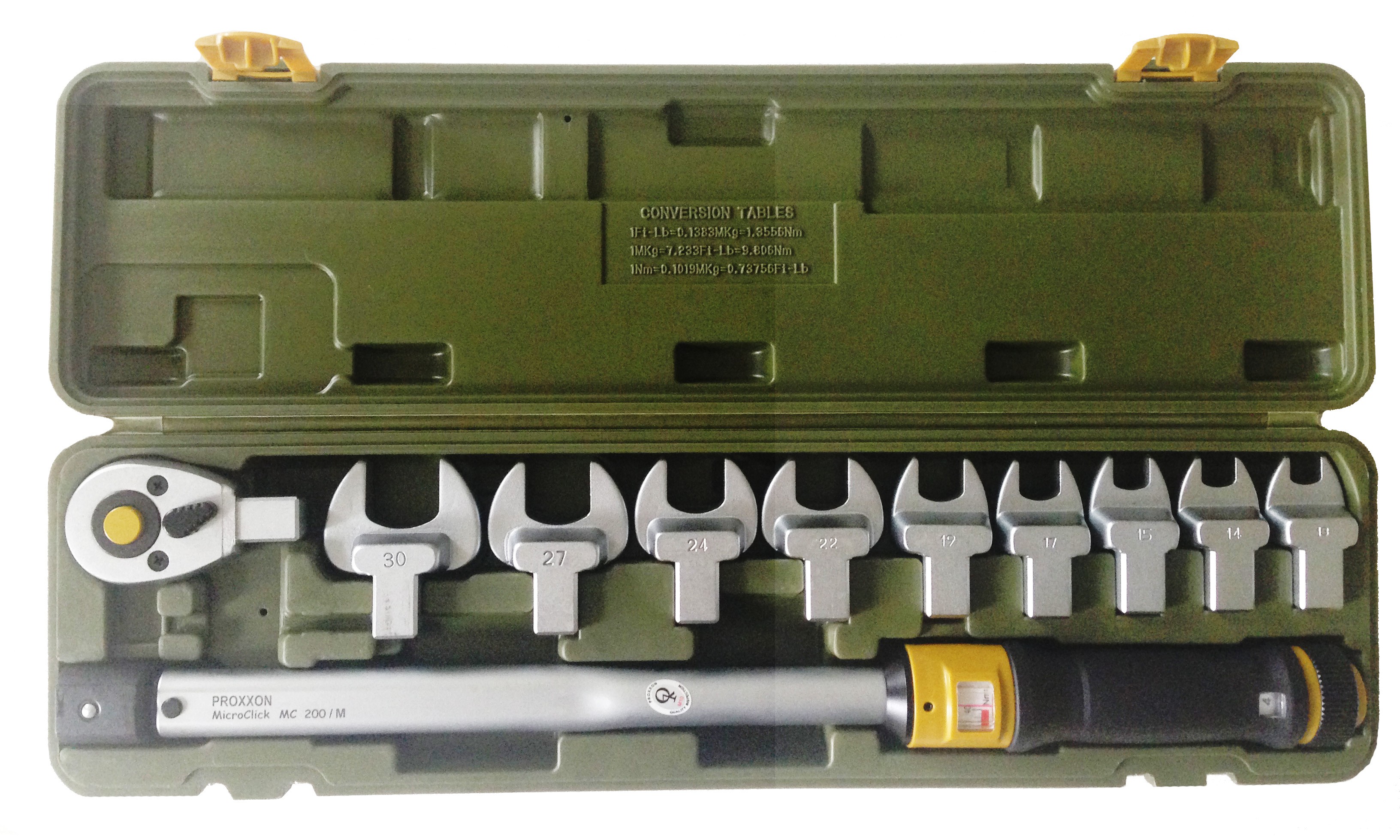 Momentový klíč MicroClick 200-Multi 1/2", Proxxon, sada s 10 nástavci, 23342