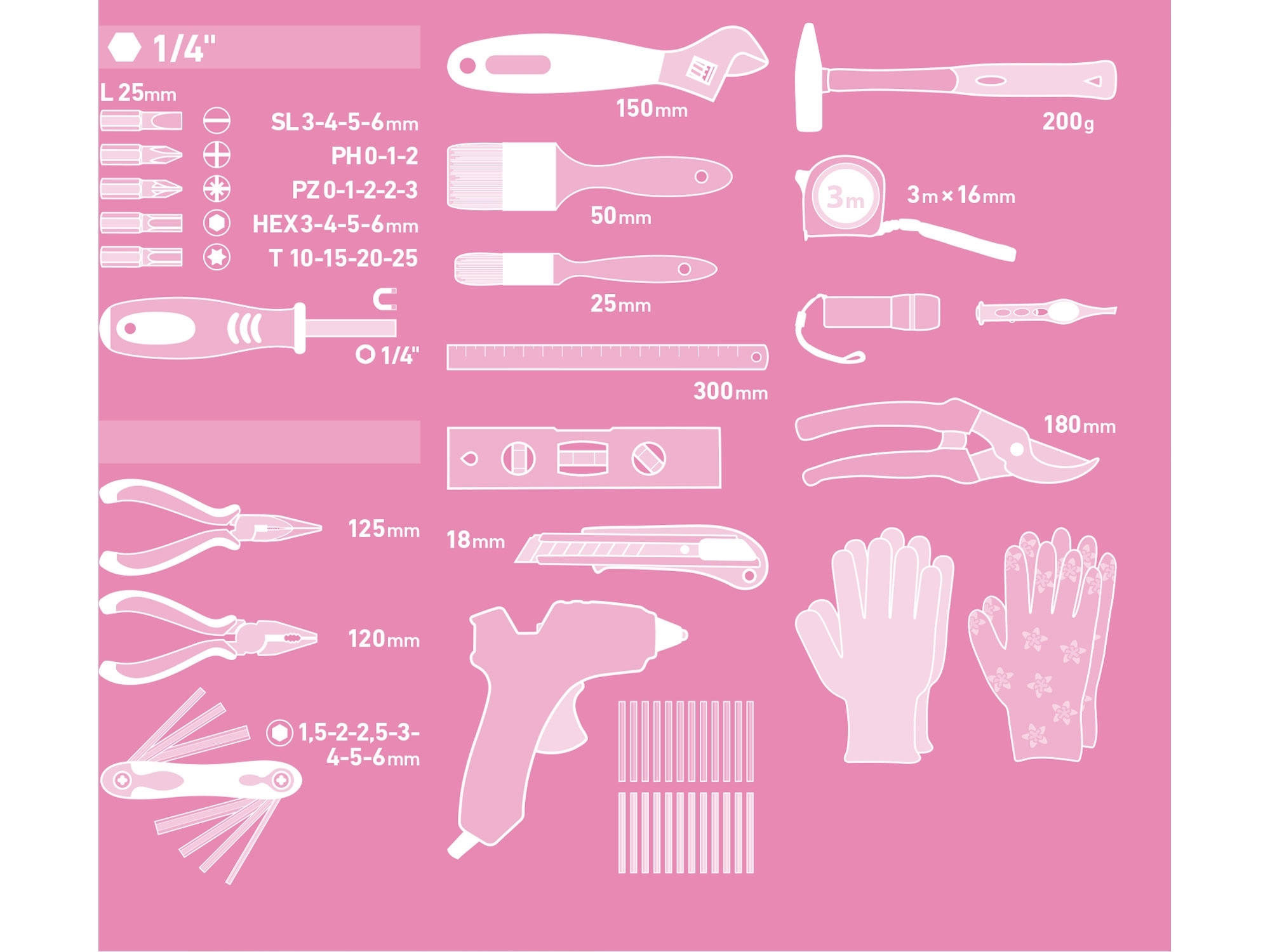 EXTOL LADY Sada nářadí 68dílů, 6593